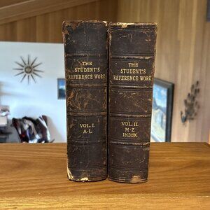 The Students Reference Work Leather Bound Marbled Edge 1st Ed 2 Vol Encyclopedia